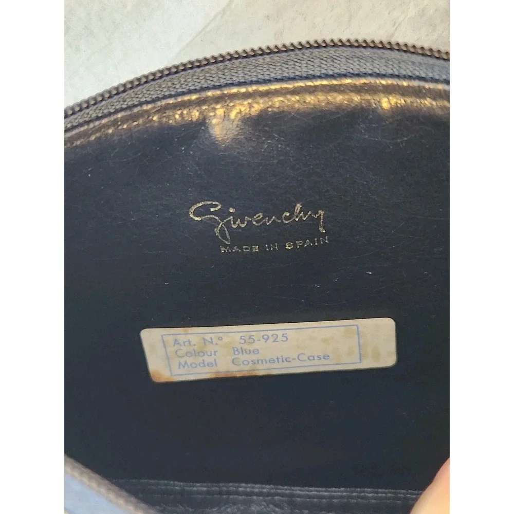 Givenchy vintage leather clutch bag Purse Makeup Cosmetic COA Authentic Blue